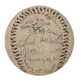 1930s All-Stars Multi Signed Baseball With 22 Signatures Including Lou Gehrig, Walter Johnson, Dizzy Dean, Eddie Collins & Pie Traynor (Beckett)